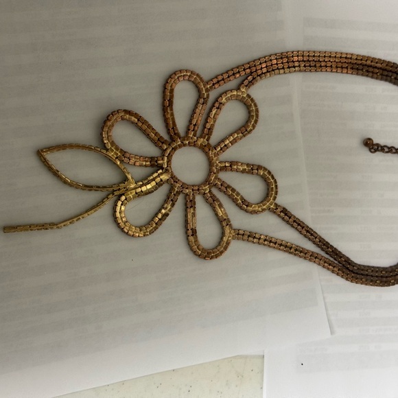 Zara Pink and Green Crystal Flower Necklace - Picture 4 of 4